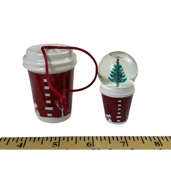 STARBUCKS 2006 Miniature Snow Globe Coffee To Go & Cup Ornament - Picture 2 of 7